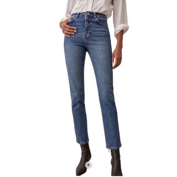 Reformation Jeans Liza Ultra High Rise Straight cropped Jeans - Picture 1 of 11